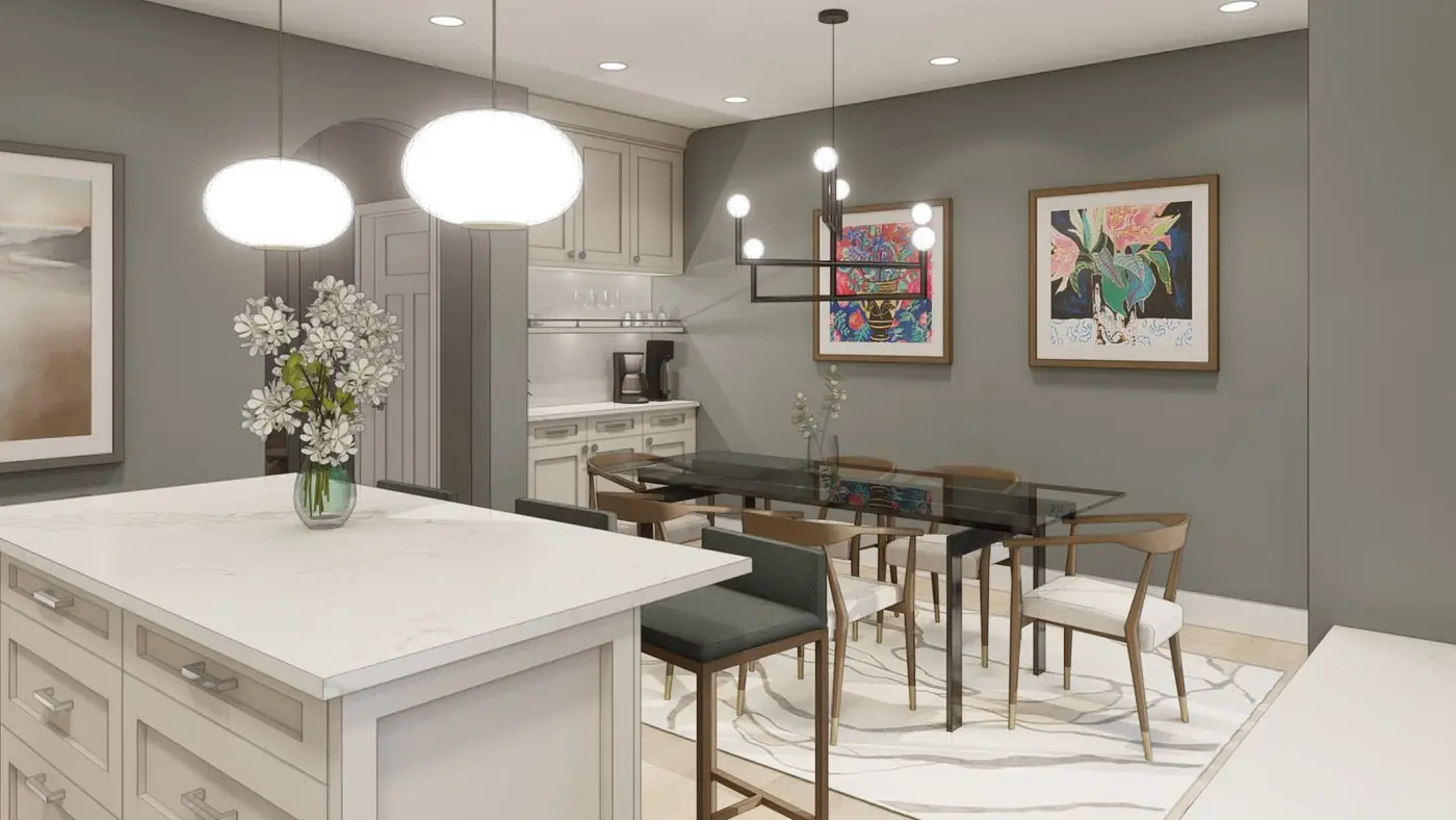 Dining room rendering with coffee bar