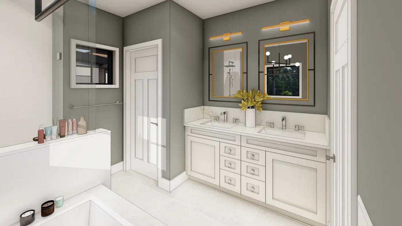 Ensuite rendering with double vanity